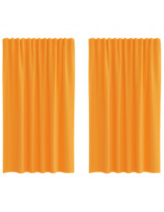 Tende in Voile con Passanti 2 pz Arancio 140x140 cm 2