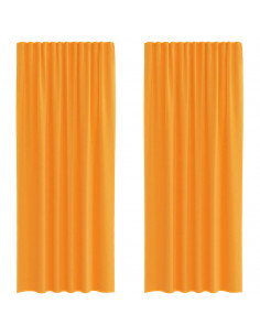 Tende in Voile con Passanti 2 pz Arancio 140x245 cm 2