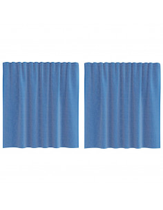 Tende in Voile con Passanti 2 pz Blu Reale 140x140 cm 2