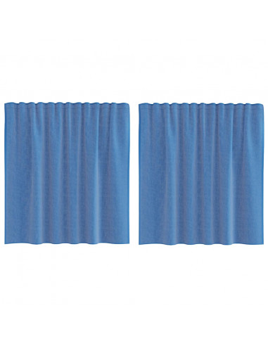Tende in Voile con Passanti 2 pz Blu Reale 140x140 cm