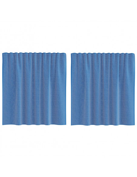 Tende in Voile con Passanti 2 pz Blu Reale 140x140 cm