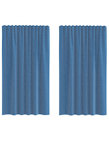 Tende in Voile con Passanti 2 pz Blu Reale 140x175 cm