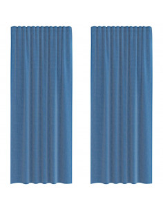 Tende in Voile con Passanti 2 pz Blu Reale 140x245 cm 2