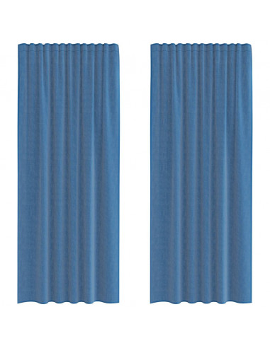Tende in Voile con Passanti 2 pz Blu Reale 140x245 cm