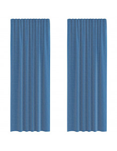 Tende in Voile con Passanti 2 pz Blu Reale 140x260 cm 2
