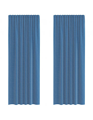 Tende in Voile con Passanti 2 pz Blu Reale 140x260 cm