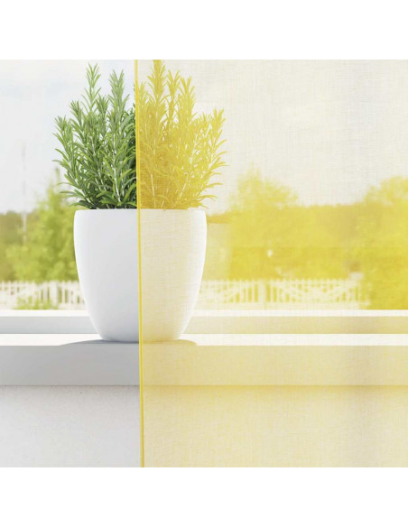 Tende in Voile con Passanti 2 pz Giallo 140x175 cm
