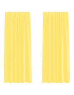Tende in Voile con Passanti 2 pz Giallo 140x245 cm 2
