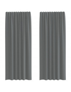 Tende in Voile con Passanti 2 pz Grigio Scuro 140x225 cm 2