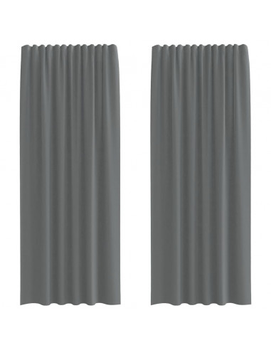 Tende in Voile con Passanti 2 pz Grigio Scuro 140x225 cm