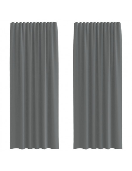 Tende in Voile con Passanti 2 pz Grigio Scuro 140x225 cm