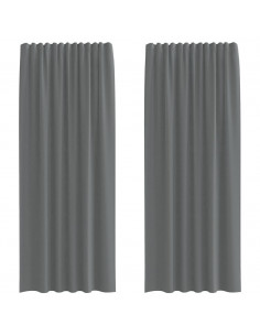 Tende in Voile con Passanti 2 pz Grigio Scuro 140x245 cm 2