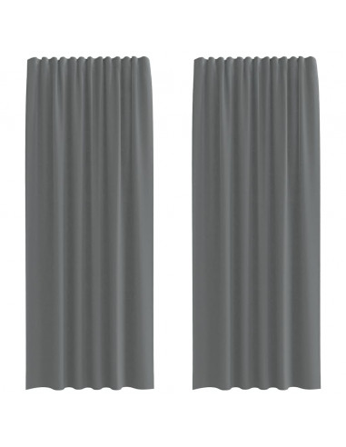 Tende in Voile con Passanti 2 pz Grigio Scuro 140x245 cm