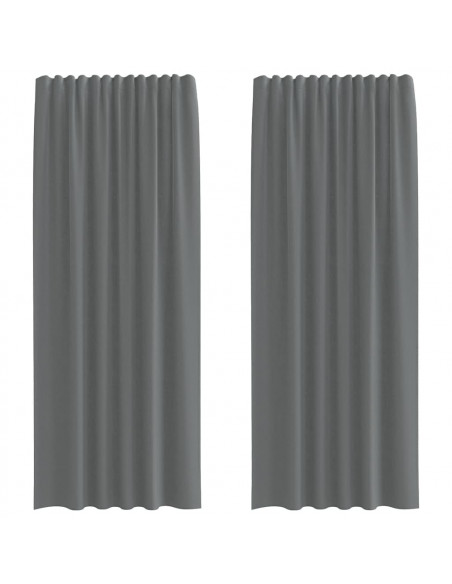 Tende in Voile con Passanti 2 pz Grigio Scuro 140x245 cm