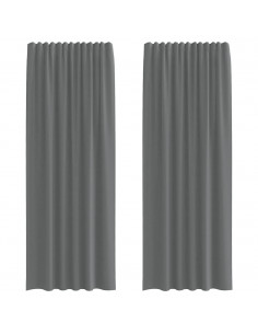 Tende in Voile con Passanti 2 pz Grigio Scuro 140x260 cm 2