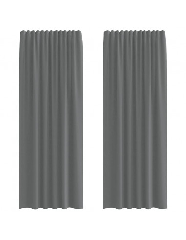 Tende in Voile con Passanti 2 pz Grigio Scuro 140x260 cm