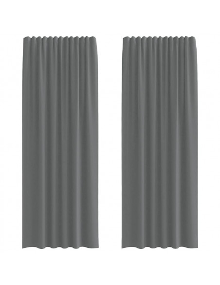 Tende in Voile con Passanti 2 pz Grigio Scuro 140x260 cm