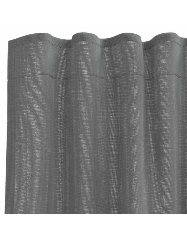 Tende in Voile con Passanti 2 pz Grigio Scuro 140x260 cm