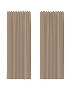 Tende in Voile con Passanti 2 pz Marrone Chiaro 140x260 cm 2
