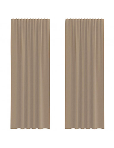 Tende in Voile con Passanti 2 pz Marrone Chiaro 140x260 cm