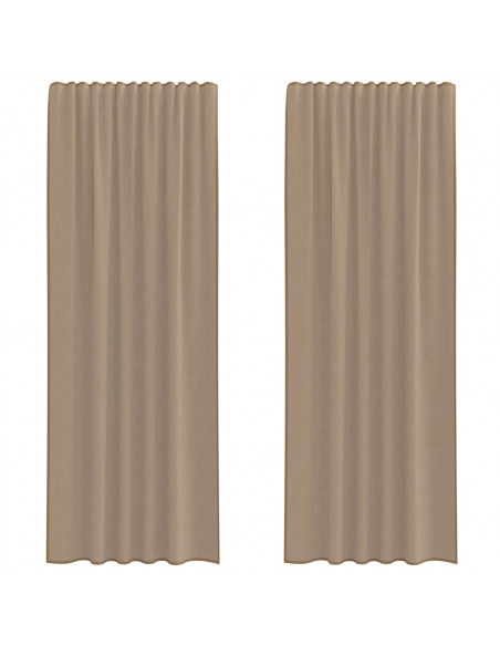 Tende in Voile con Passanti 2 pz Marrone Chiaro 140x260 cm