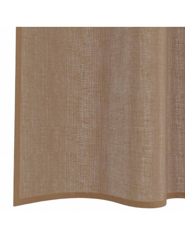 Tende in Voile con Passanti 2 pz Marrone Chiaro 140x260 cm