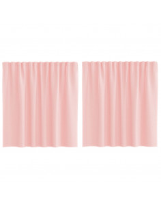 Tende in Voile con Passanti 2 pz Rosa 140x140 cm 2