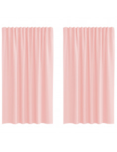 Tende in Voile con Passanti 2 pz Rosa 140x175 cm 2