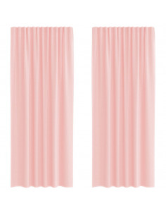 Tende in Voile con Passanti 2 pz Rosa 140x225 cm 2