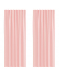 Tende in Voile con Passanti 2 pz Rosa 140x245 cm 2