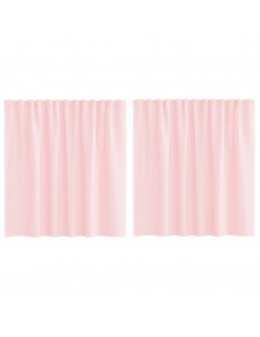 Tende in Voile con Passanti 2 pz Rosa Chiaro 140x140 cm 2