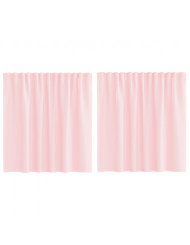Tende in Voile con Passanti 2 pz Rosa Chiaro 140x140 cm