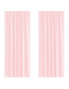 Tende in Voile con Passanti 2 pz Rosa Chiaro 140x245 cm 2