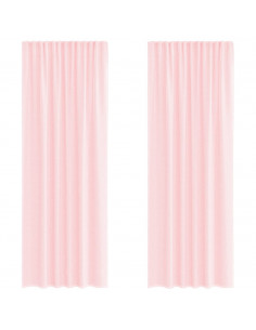 Tende in Voile con Passanti 2 pz Rosa Chiaro 140x260 cm 2