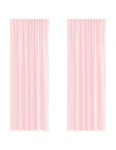 Tende in Voile con Passanti 2 pz Rosa Chiaro 140x260 cm