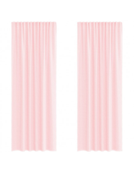 Tende in Voile con Passanti 2 pz Rosa Chiaro 140x260 cm