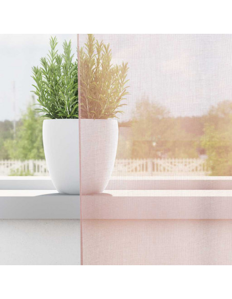 Tende in Voile con Passanti 2 pz Rosa Chiaro 140x260 cm