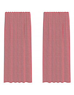 Tende in Voile con Passanti 2 pz Rosso Vino 140x245 cm 2