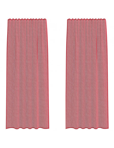 Tende in Voile con Passanti 2 pz Rosso Vino 140x245 cm