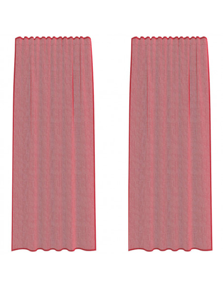 Tende in Voile con Passanti 2 pz Rosso Vino 140x245 cm