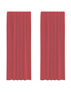 Tende in Voile con Passanti 2 pz Rosso Vino 140x260 cm 2