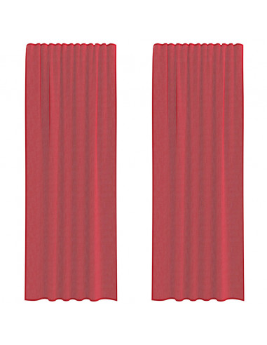 Tende in Voile con Passanti 2 pz Rosso Vino 140x260 cm