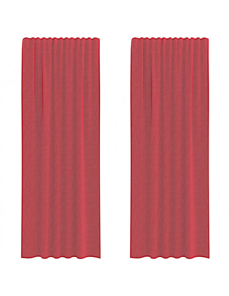 Tende in Voile con Passanti 2 pz Rosso Vino 140x260 cm