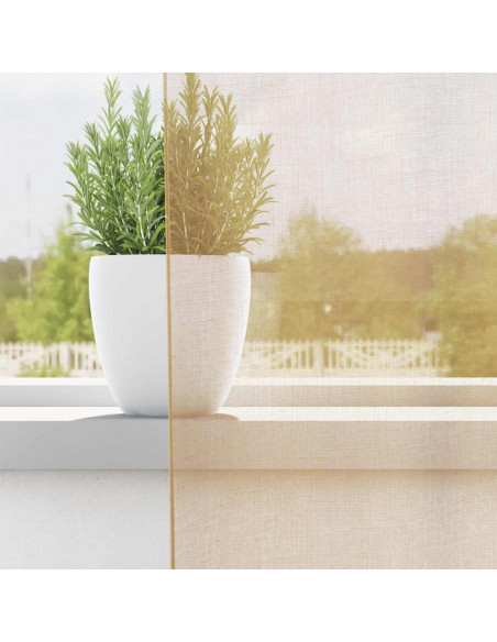 Tende in Voile con Passanti 2 pz Sabbia 140x140 cm