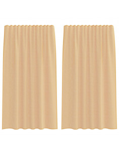Tende in Voile con Passanti 2 pz Sabbia 140x175 cm 2