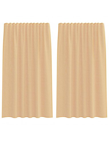 Tende in Voile con Passanti 2 pz Sabbia 140x175 cm