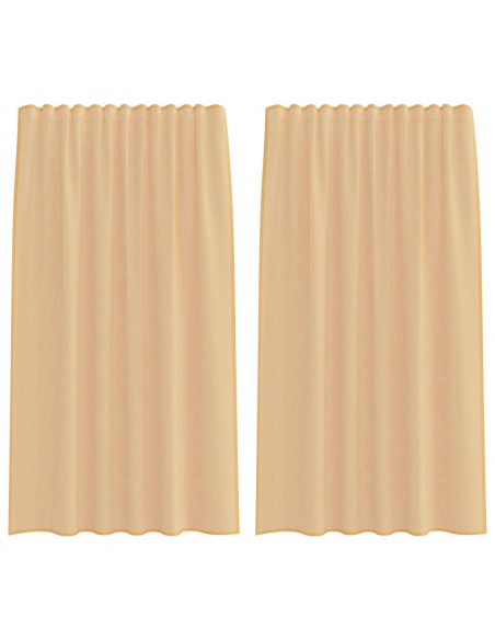 Tende in Voile con Passanti 2 pz Sabbia 140x175 cm