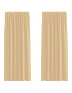 Tende in Voile con Passanti 2 pz Sabbia 140x225 cm 2