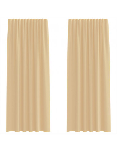 Tende in Voile con Passanti 2 pz Sabbia 140x225 cm