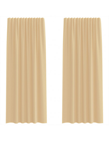 Tende in Voile con Passanti 2 pz Sabbia 140x225 cm
